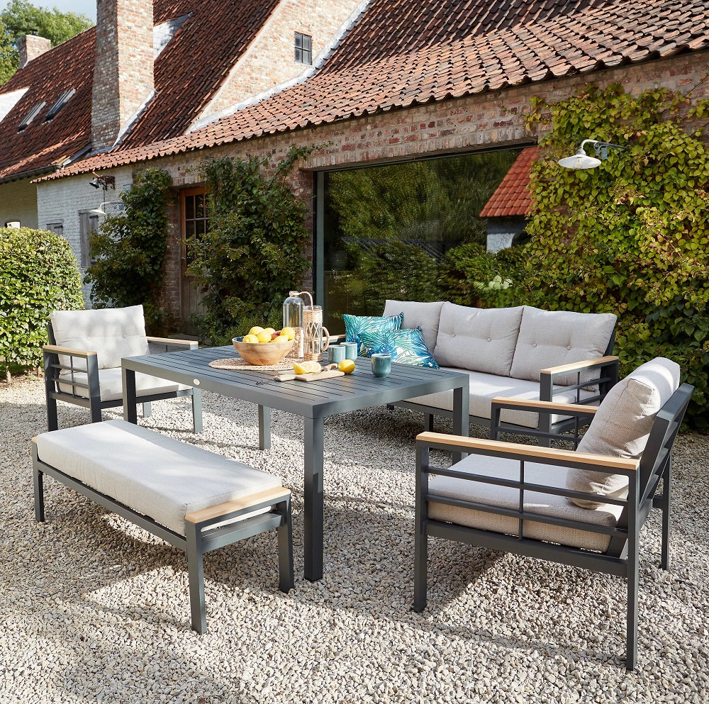 Salon de jardin CAYENNE aluminium anthracite DCB Garden 7 personnes