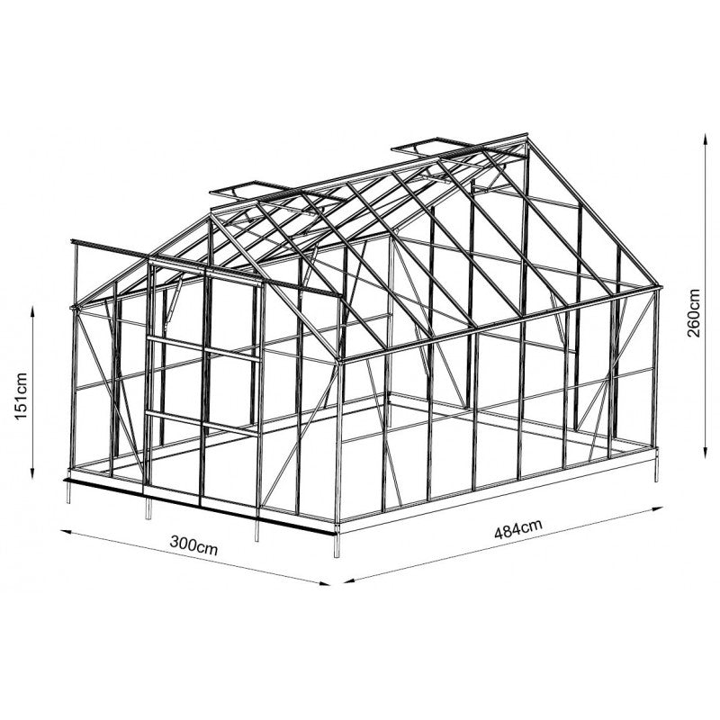 Serre de Jardin 14,52m² en Aluminium Anthracite et Verre Trempé 4mm - Prima