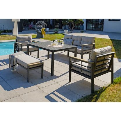 Salon de jardin CAYENNE aluminium anthracite DCB Garden 7 personnes
