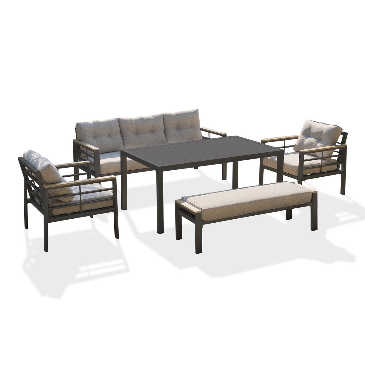 Salon de jardin CAYENNE aluminium anthracite DCB Garden 7 personnes